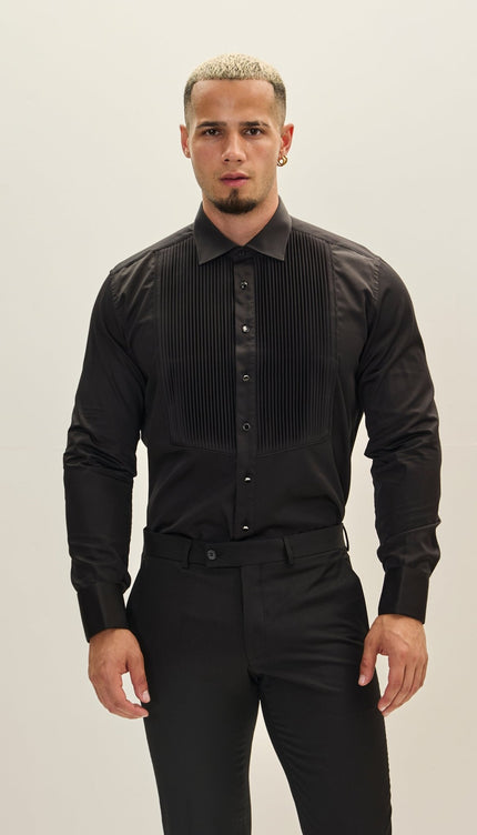 Tuxedo Shirt - Black - Ron Tomson