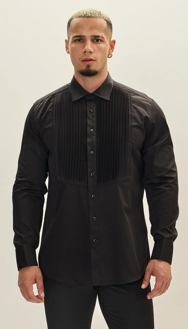 Tuxedo Shirt - Black - Ron Tomson