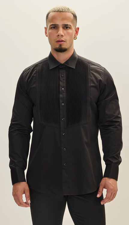 Tuxedo Shirt - Black - Ron Tomson