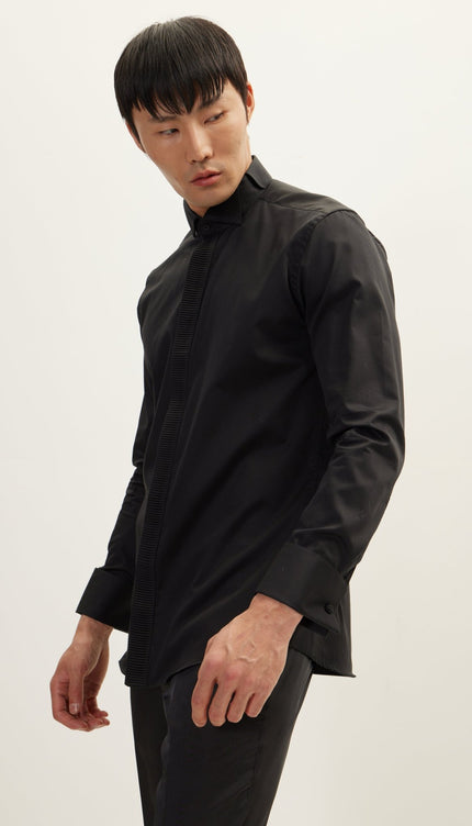 Tuxedo Shirt - Black - Ron Tomson