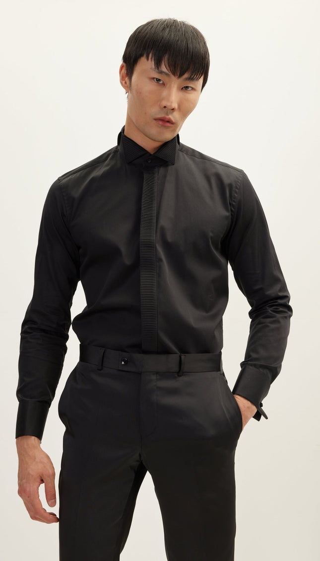 Tuxedo Shirt - Black - Ron Tomson