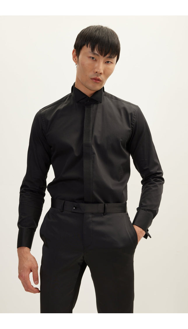 Tuxedo Shirt - Black - Ron Tomson