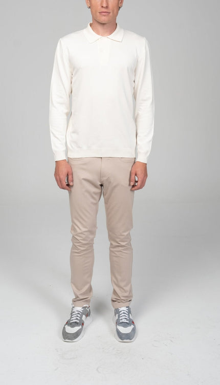 Two Button Down Polo Sweater - Ecru - Ron Tomson