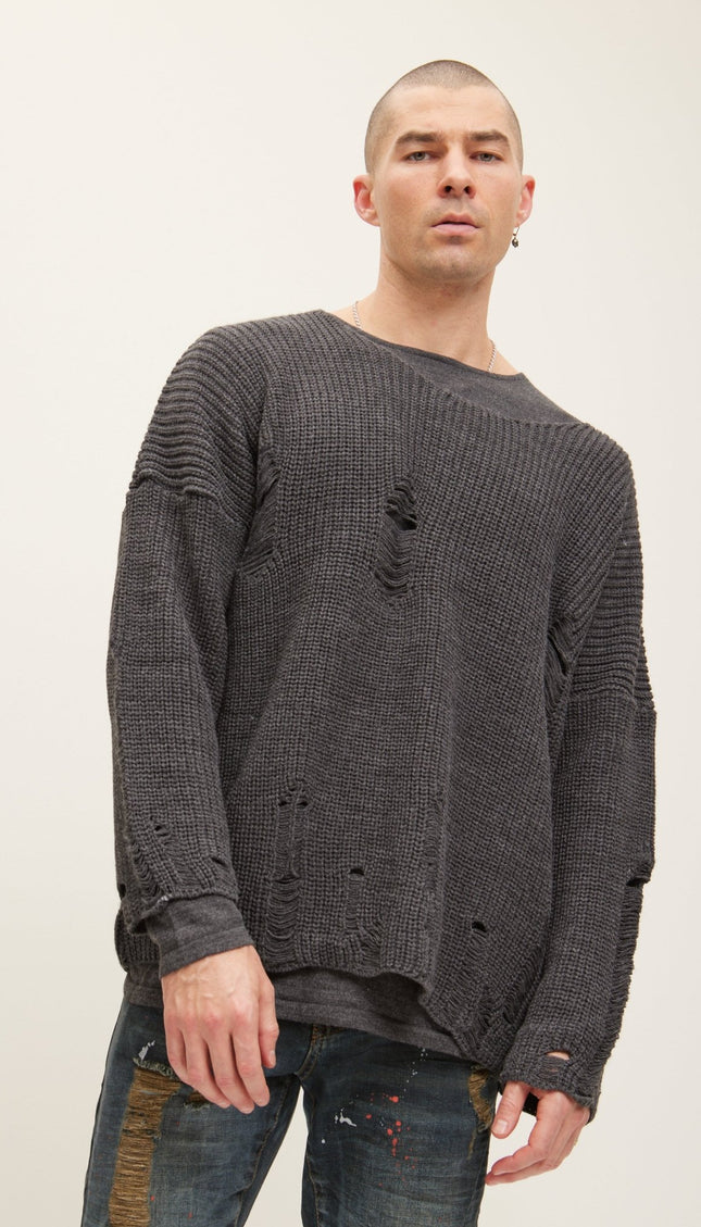 Two Piece Distorted Sweater - Anthracite - Ron Tomson