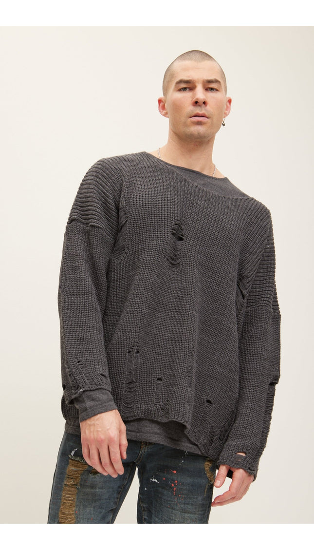Two Piece Distorted Sweater - Anthracite - Ron Tomson