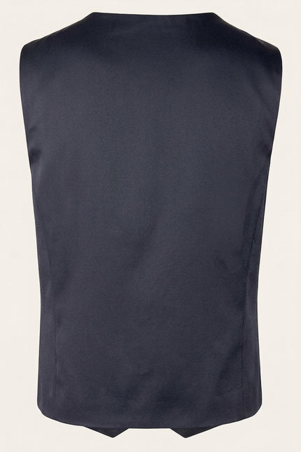 U Shaped Double Breasted Vest - Navy - Back