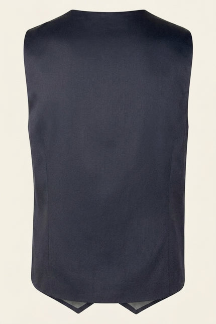 U Shaped Double Breasted Vest - Navy - Back