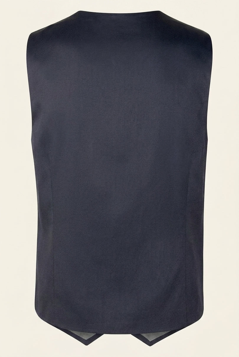 U Shaped Double Breasted Vest - Navy - Back