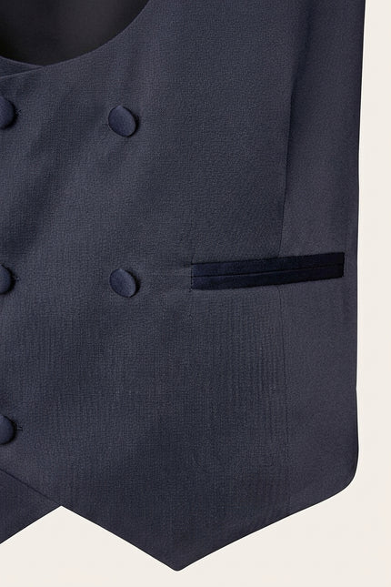 U Shaped Double Breasted Vest - Navy - Detail
