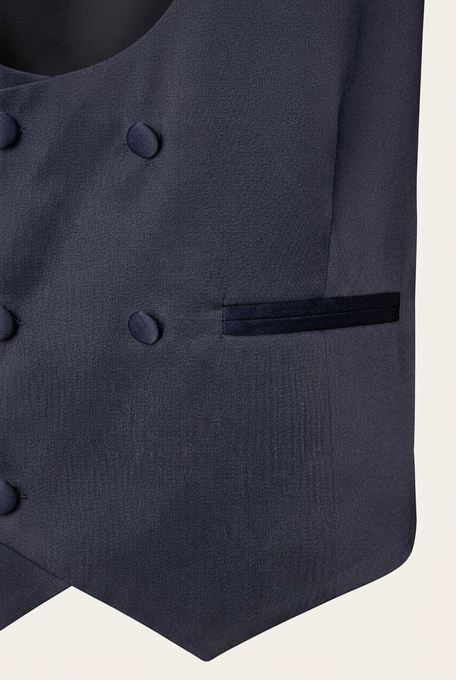 U Shaped Double Breasted Vest - Navy - Detail
