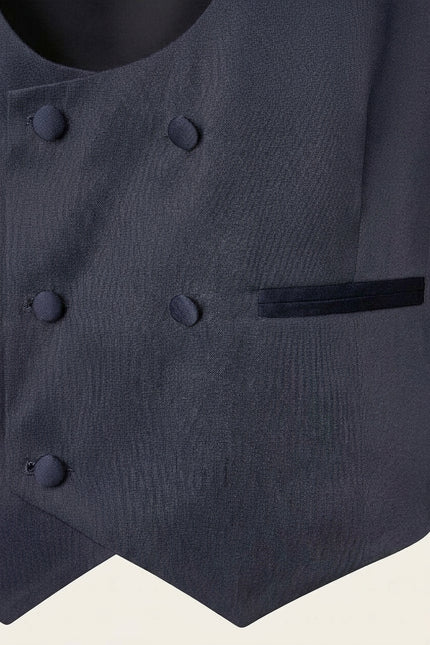 U Shaped Double Breasted Vest - Navy - Detail