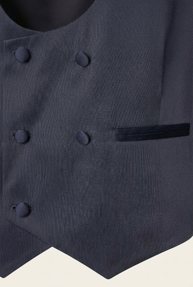 U Shaped Double Breasted Vest - Navy - Detail