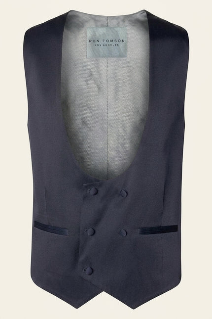 U Shaped Double Breasted Vest - Navy - Front