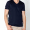 V-neck Fitted Sleeves T-shirt - Navy - Ron Tomson