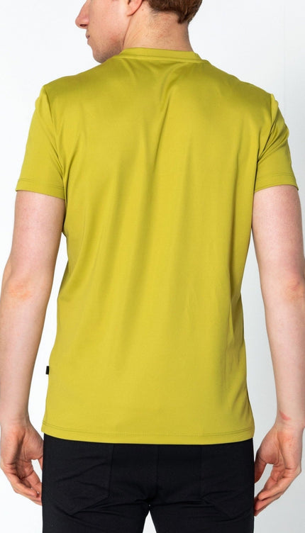 V-neck Fitted Sleeves T-shirt - Oil Green - Ron Tomson