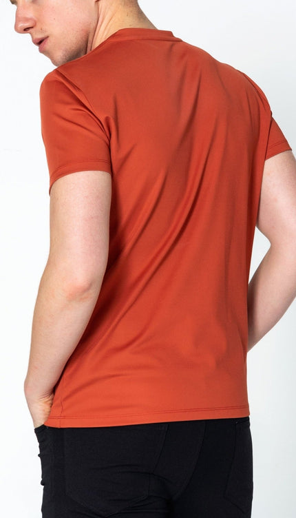 V-neck Fitted Sleeves T-shirt - Tile - Ron Tomson