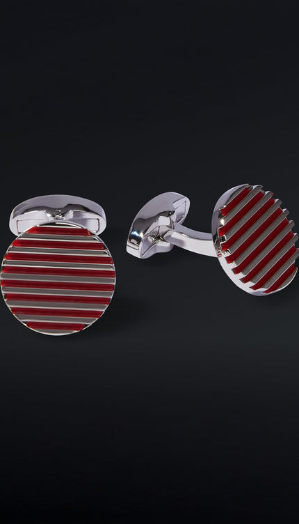 Valentine Circular Stainless Steel Cufflinks - Ron Tomson