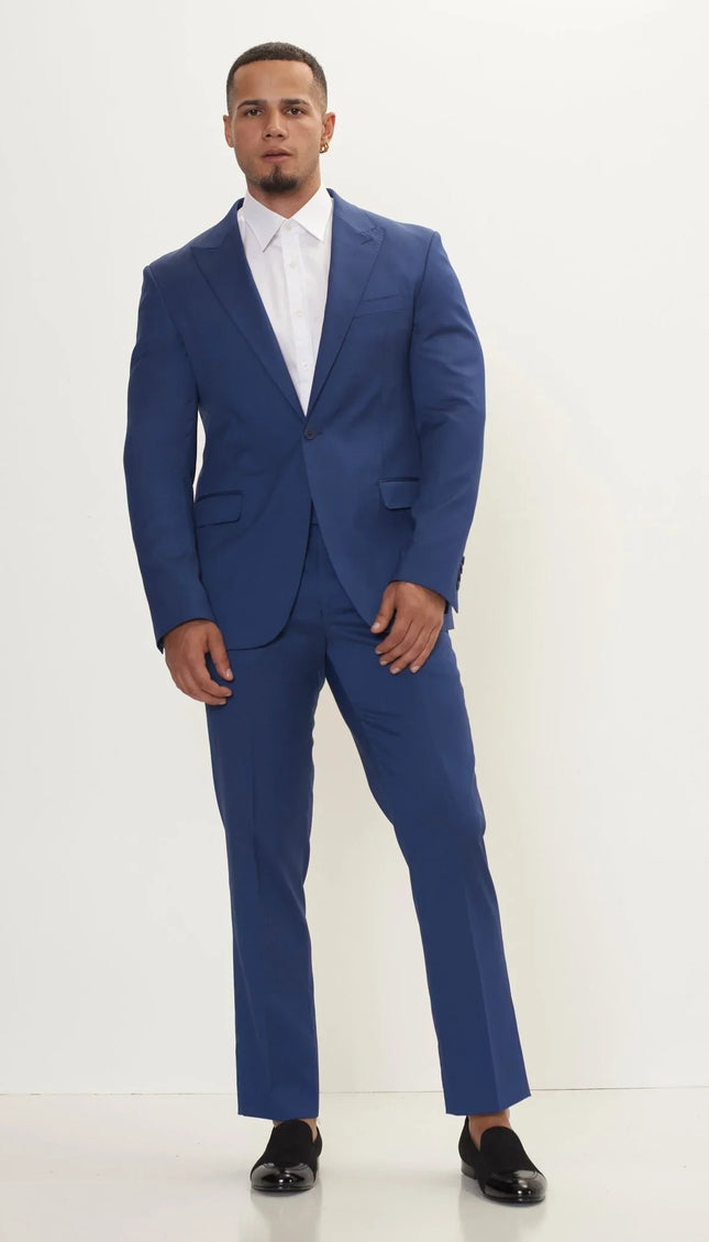 Vitale Super 110S Merino Wool Single Breasted Suit - Admiral Blue - Ron Tomson