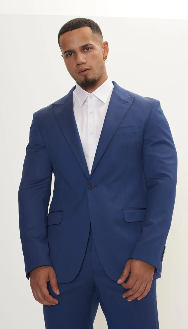 Vitale Super 110S Merino Wool Single Breasted Suit - Admiral Blue - Ron Tomson