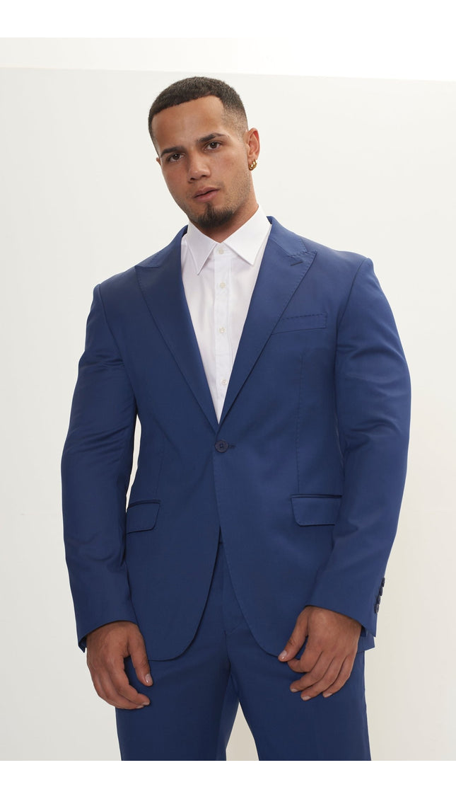 Vitale Super 110S Merino Wool Single Breasted Suit - Admiral Blue - Ron Tomson