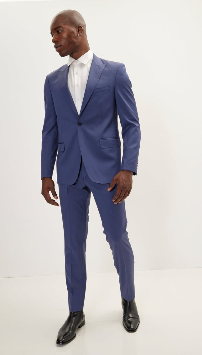 Vitale Super 110S Merino Wool Single Breasted Suit - Indigo - Ron Tomson