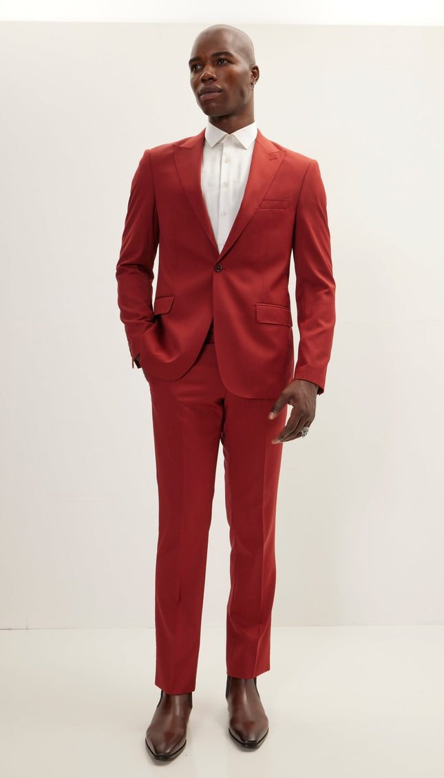 Vitale Super 110S Merino Wool Single Breasted Suit - Rust - Ron Tomson