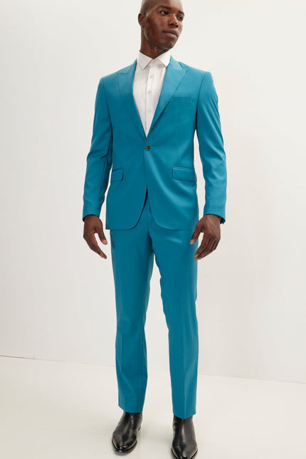 Vitale Super 110S Merino Wool Single Breasted Suit - Teal Green - Ron Tomson