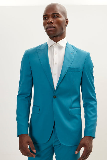 Vitale Super 110S Merino Wool Single Breasted Suit - Teal Green - Ron Tomson