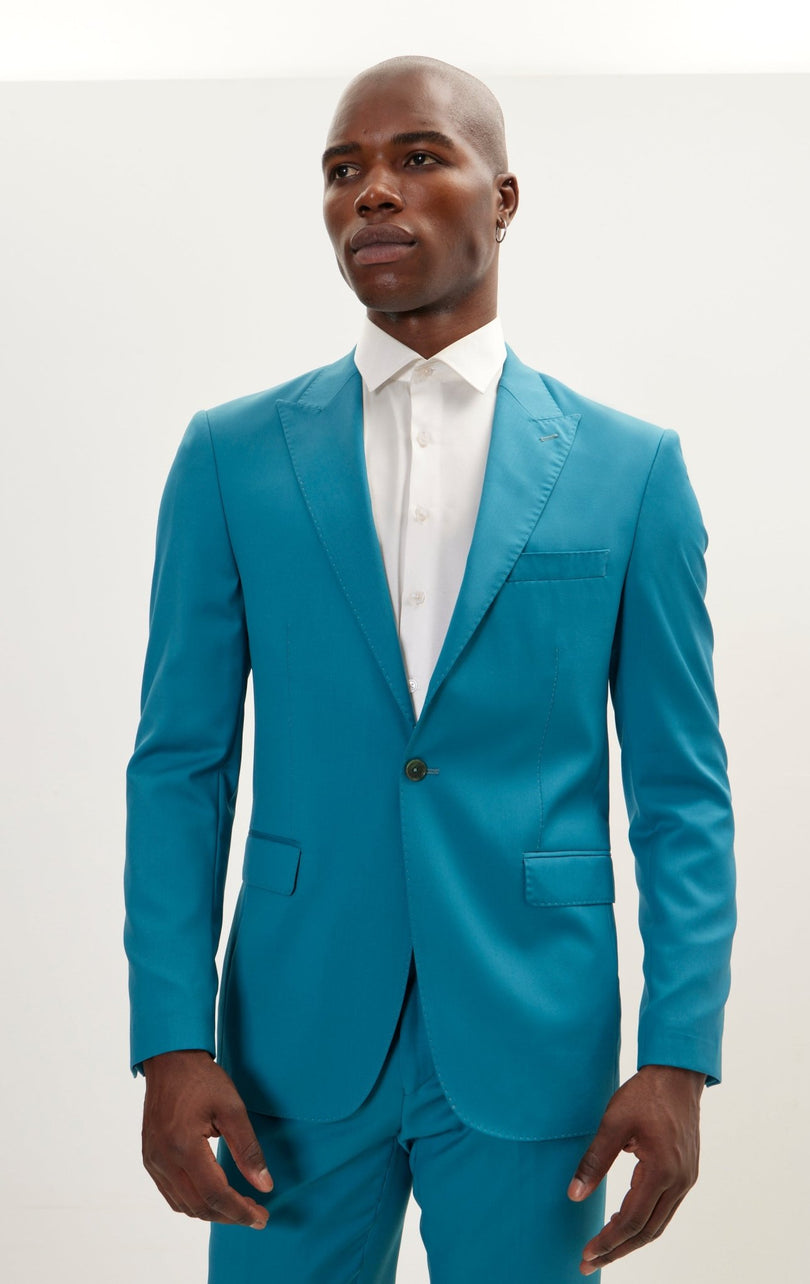 Vitale Super 110S Merino Wool Single Breasted Suit - Teal Green - Ron Tomson