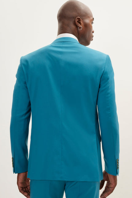 Vitale Super 110S Merino Wool Single Breasted Suit - Teal Green - Ron Tomson