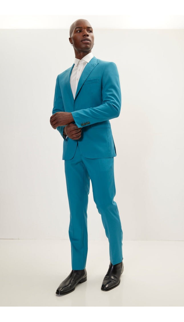 Vitale Super 110S Merino Wool Single Breasted Suit - Teal Green - Ron Tomson