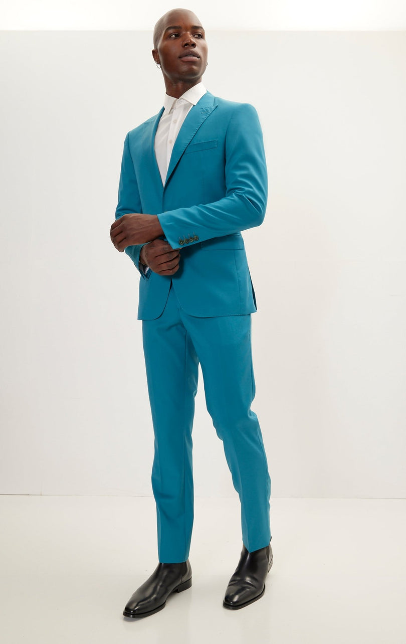 Vitale Super 110S Merino Wool Single Breasted Suit - Teal Green - Ron Tomson