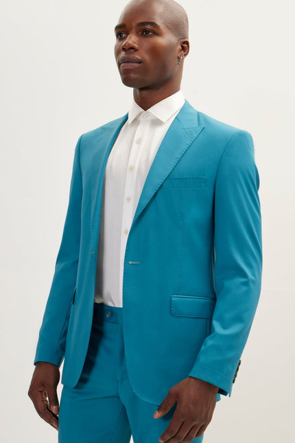 Vitale Super 110S Merino Wool Single Breasted Suit - Teal Green - Ron Tomson
