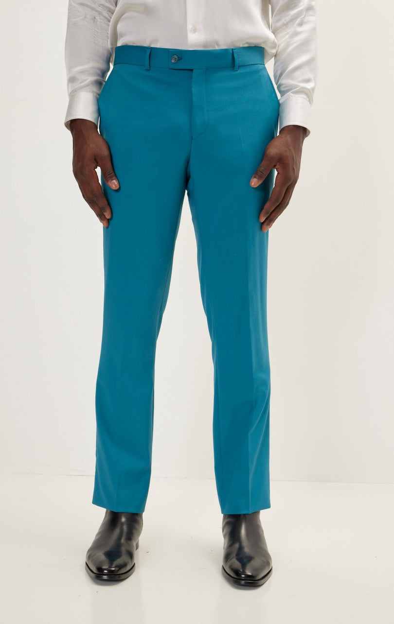 Vitale Super 110S Merino Wool Single Breasted Suit - Teal Green - Ron Tomson