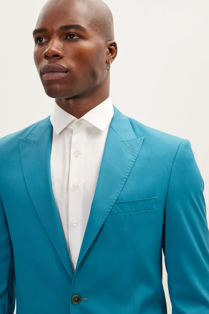 Vitale Super 110S Merino Wool Single Breasted Suit - Teal Green - Ron Tomson