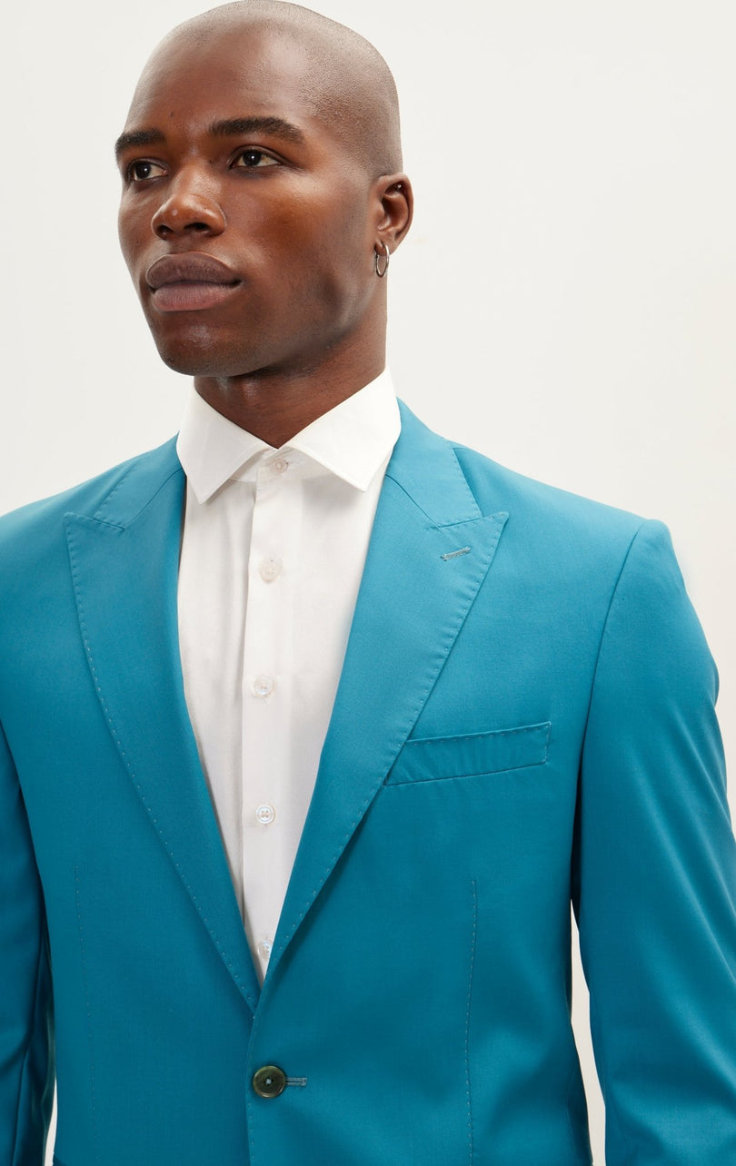 Vitale Super 110S Merino Wool Single Breasted Suit - Teal Green - Ron Tomson