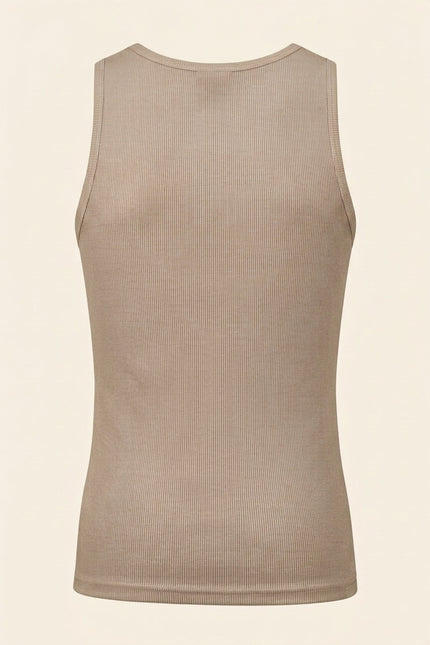 Ribbed Elastic Cotton Tank Top - Vizon - Back