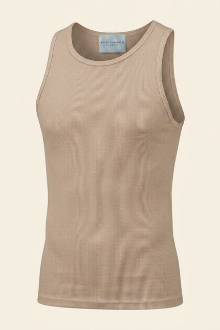 Ribbed Elastic Cotton Tank Top - Vizon - Front