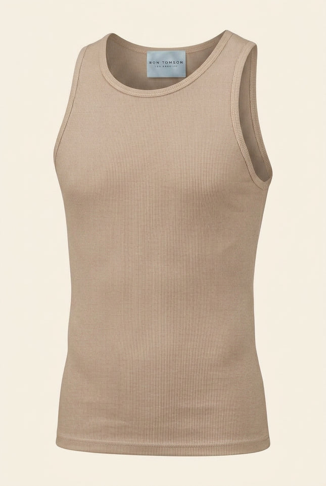 Ribbed Elastic Cotton Tank Top - Vizon - Front