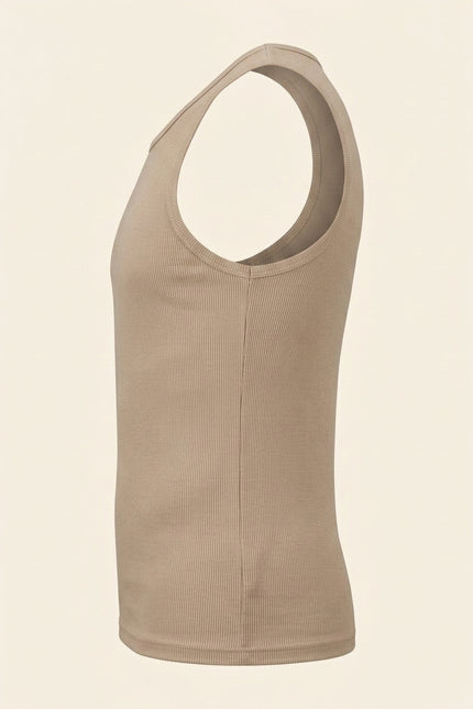 Ribbed Elastic Cotton Tank Top - Vizon - Side