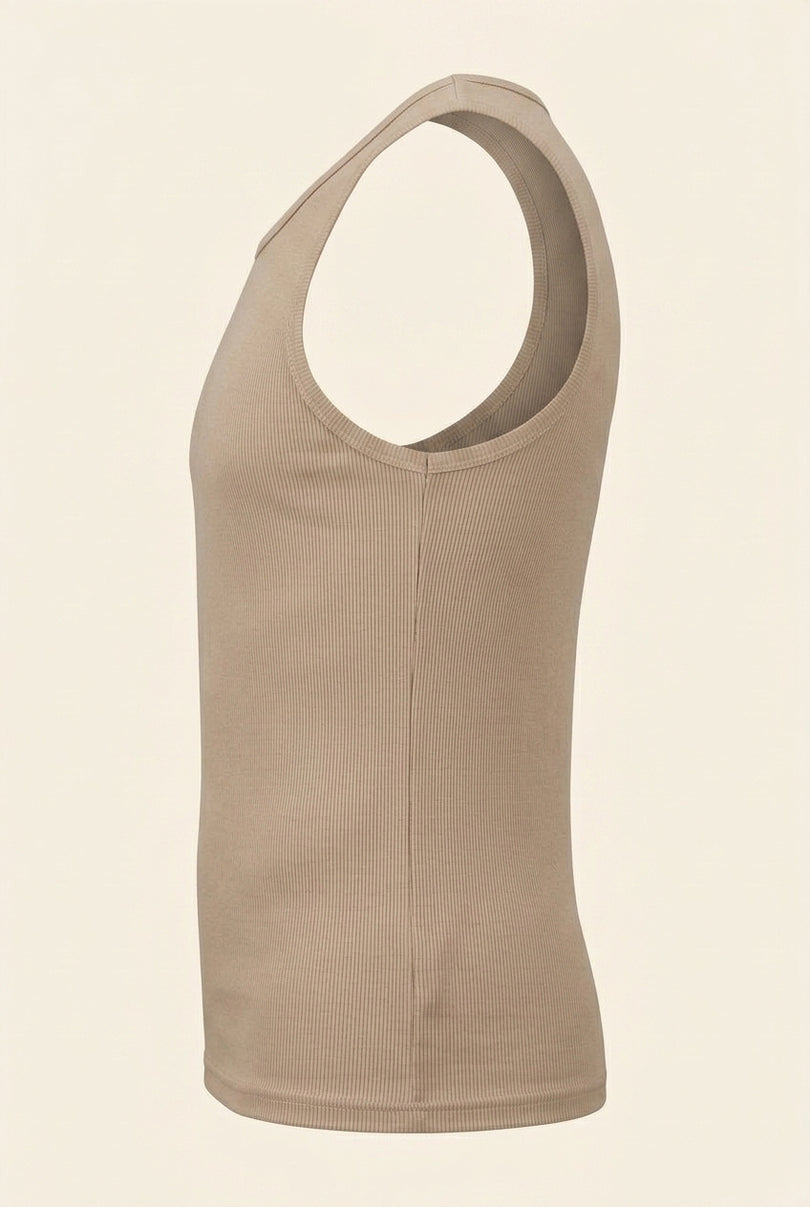 Ribbed Elastic Cotton Tank Top - Vizon - Side