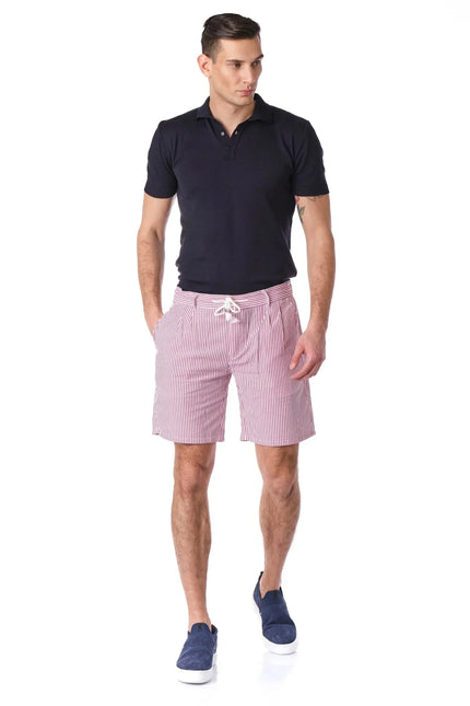 Waffle Linen Drawstring Shorts - Bordeaux - Ron Tomson