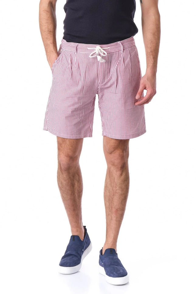 Waffle Linen Drawstring Shorts - Bordeaux - Ron Tomson