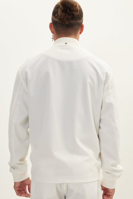 Waffle Stretch Beach Day Bomber Jacket - Off White - Ron Tomson