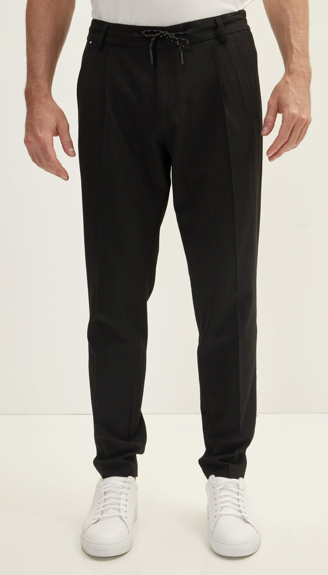 Waffle Stretch Beach Day Pants - Black - Ron Tomson