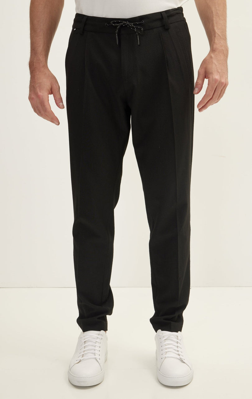 Waffle Stretch Beach Day Pants - Black - Ron Tomson