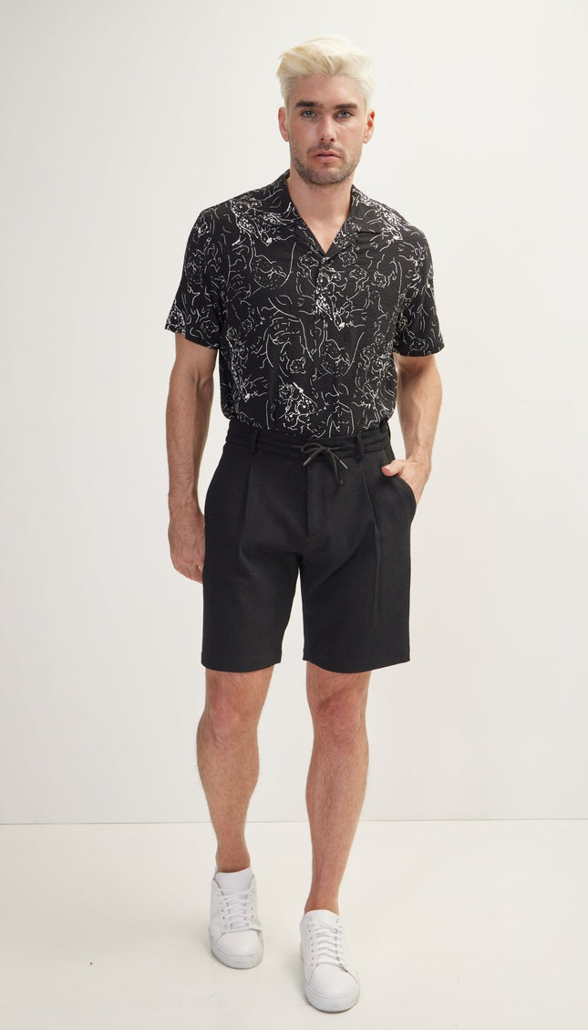 Waffle Stretch Beach Day Shorts - Black - Ron Tomson