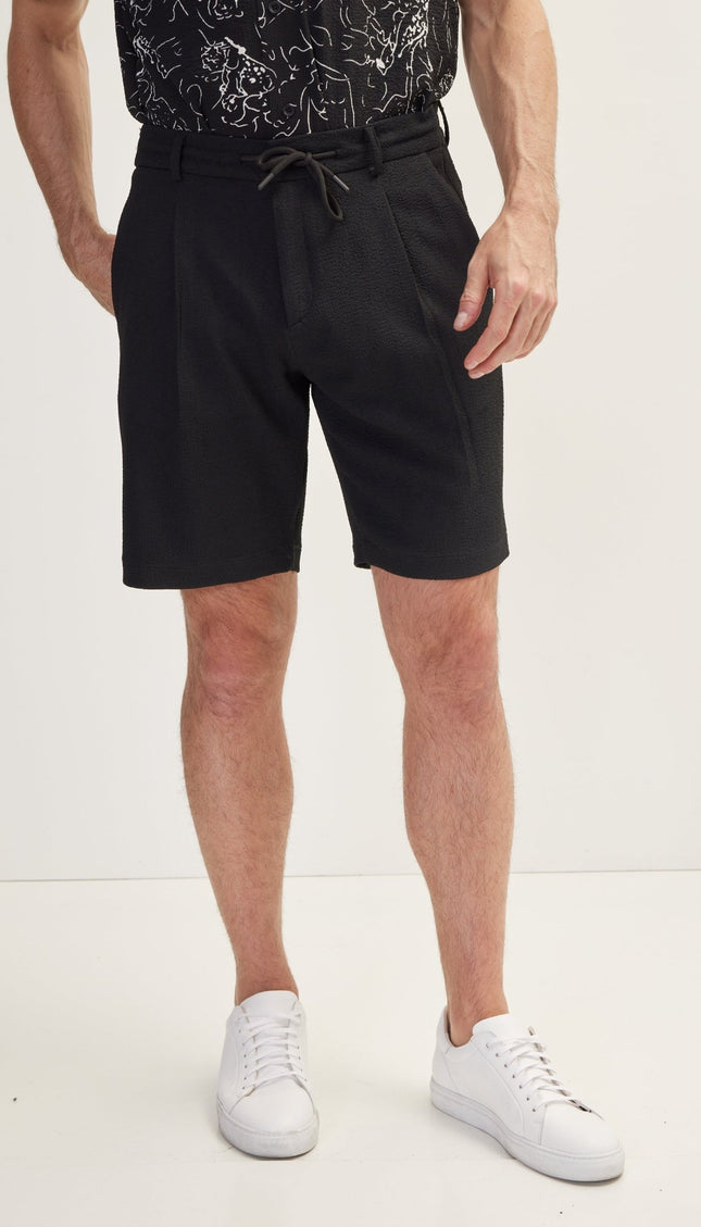 Waffle Stretch Beach Day Shorts - Black - Ron Tomson