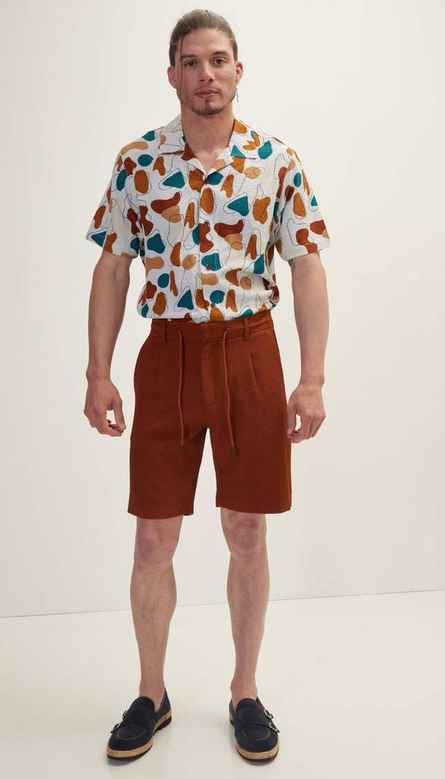 Waffle Stretch Beach Day Shorts - Brown - Ron Tomson