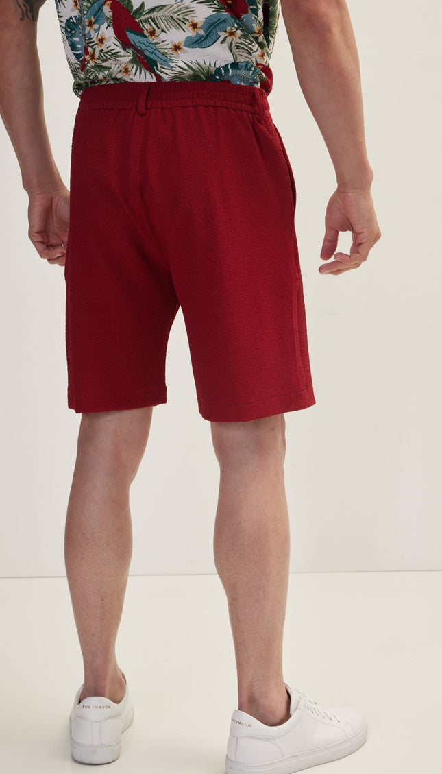 Waffle Stretch Beach Day Shorts - Burgundy - Ron Tomson